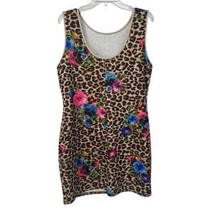 Thalia Sodi Floral & Leopard Print Scuba Sleeveless Sheath Dress XL